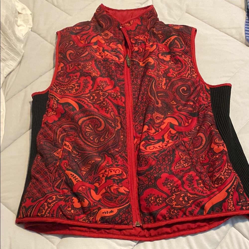 Vibrant Red Paisley Puffy Vest